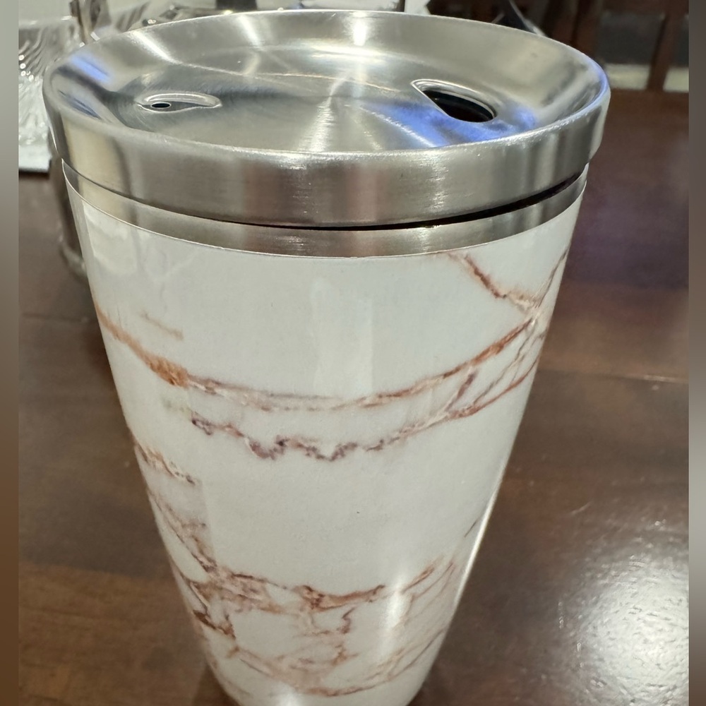 S'well White and Brown Tumbler with Marble Design